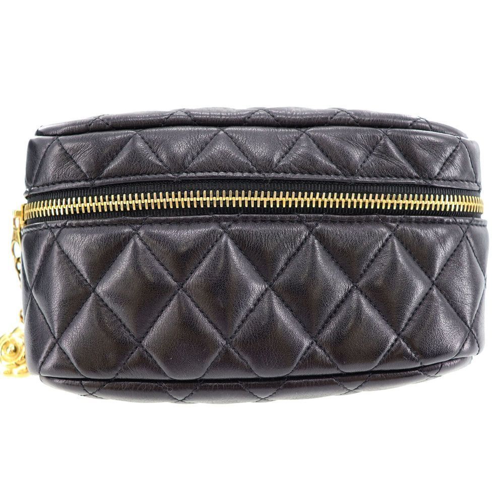 CHANEL Quilted Bum Bag Lambskin Leather Black